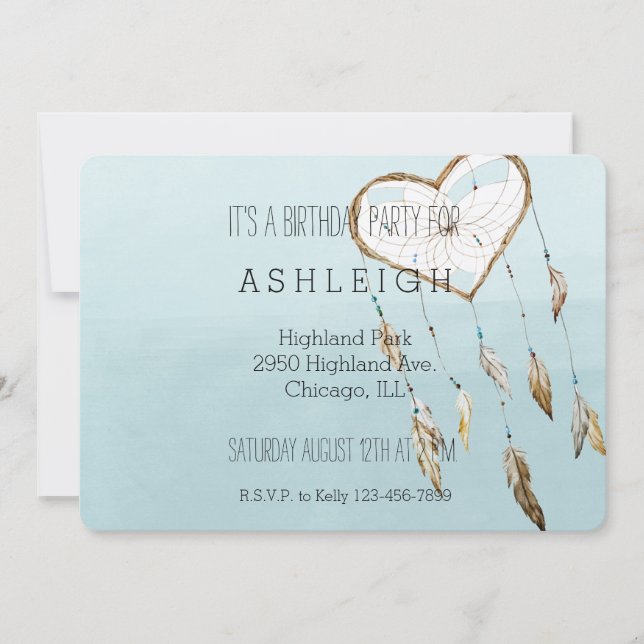 Herztraum Catcher Geburtstag Einladung (Vorderseite)