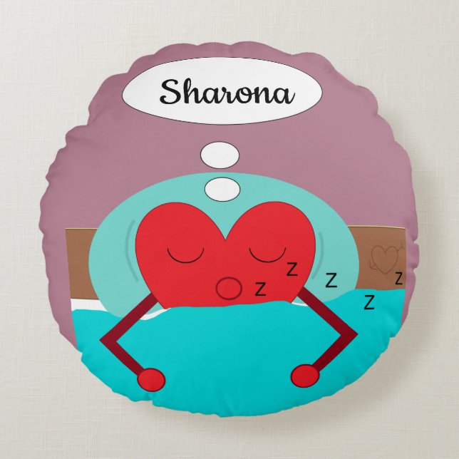 Herzträume Lila und grün Rundes Kissen (Vorderseite)