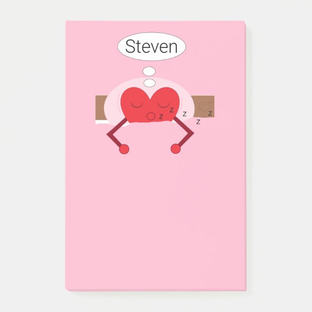 Herzträume Schatten von Rosa Post-it Klebezettel (Vorderseite)