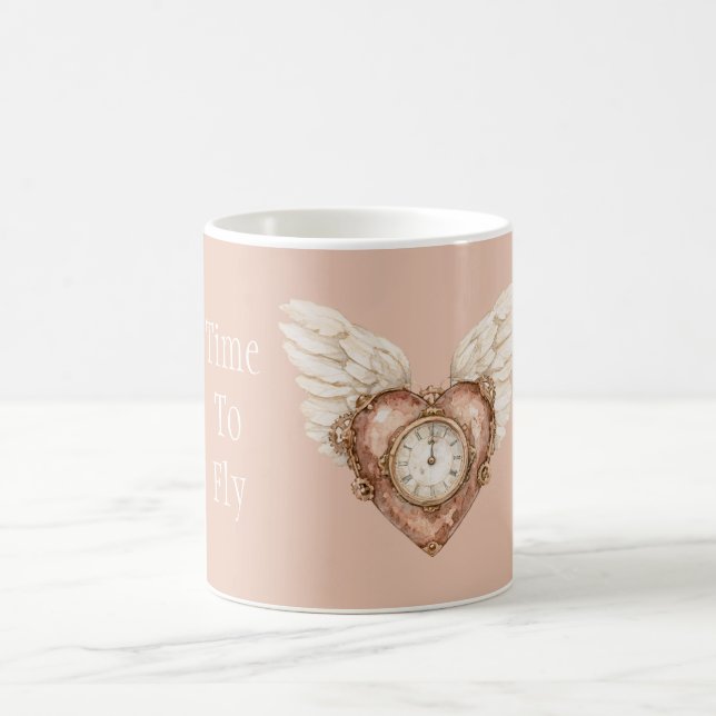 Herzuhr Weiße Flügel Kaffeetasse (Mittel)