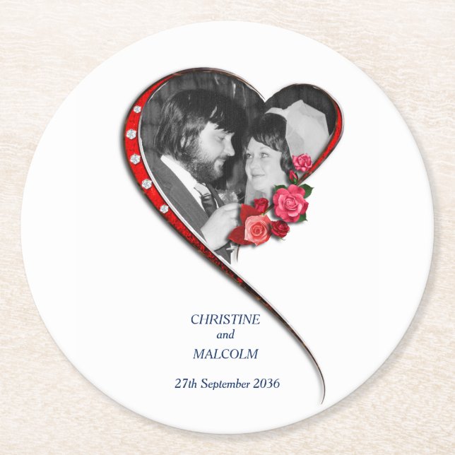 Herzverheiratung Runder Pappuntersetzer (Vorderseite)