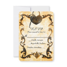 Herzverriegelung und Vintage antike RSVP-Karte