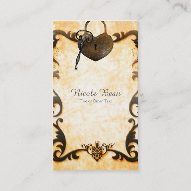Herzverriegelung und Vintage antike Visitenkarte (Vorderseite)