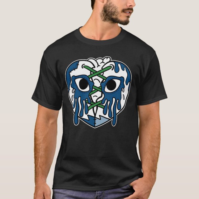 Herzweinen mit Patches Französisch Blau 13 passt T-Shirt (Vorderseite)