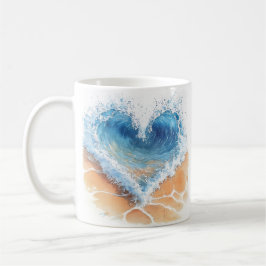 Herzwelle an einem Strand Kaffeetasse
