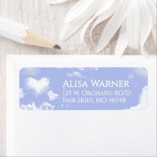 Herzwolken und Blaue Himmel Rücksende-Adressetiket
