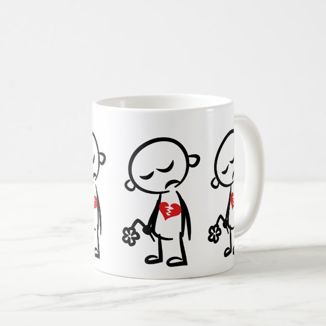Herzzerrütteter Stick Man in Traurigkeit Kaffeetasse (VorderseiteRechts)
