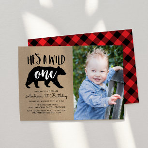He's A Wild One Photo First Birthday Einladung