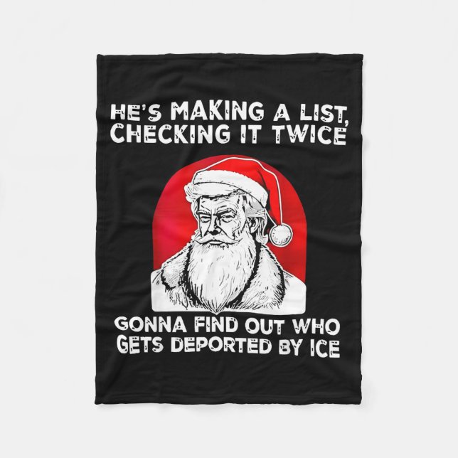 He's Making A List Checking It Twice Gonna Find Ch Fleecedecke (Vorderseite)