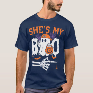 Hes My Boo Matching Couple Halloween Funny Shes My T-Shirt