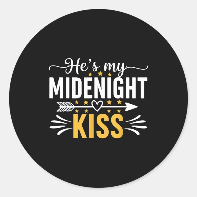 He's My Midnight Kiss Happy New Year Nye Matching  Runder Aufkleber (Vorderseite)