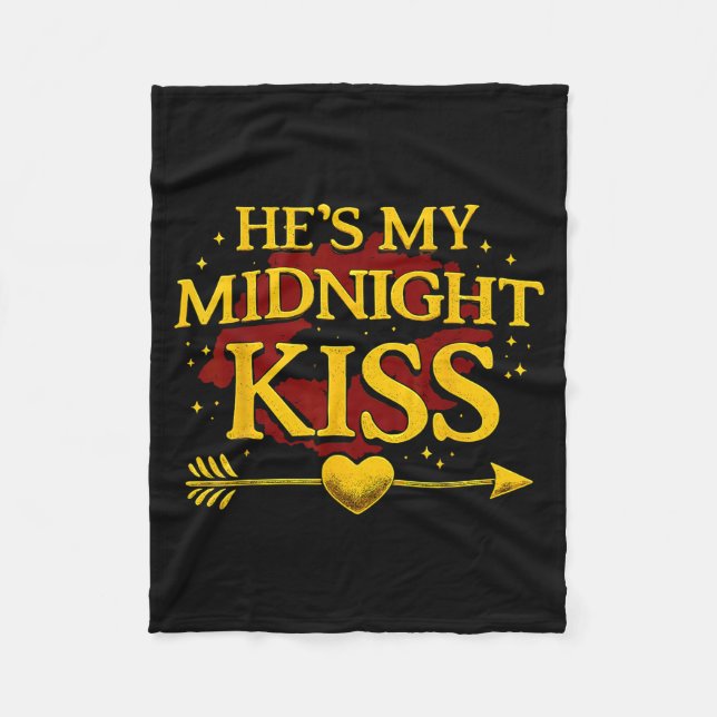He's My Midnight Kiss Matching Couples Valentine’s Fleecedecke (Vorderseite)