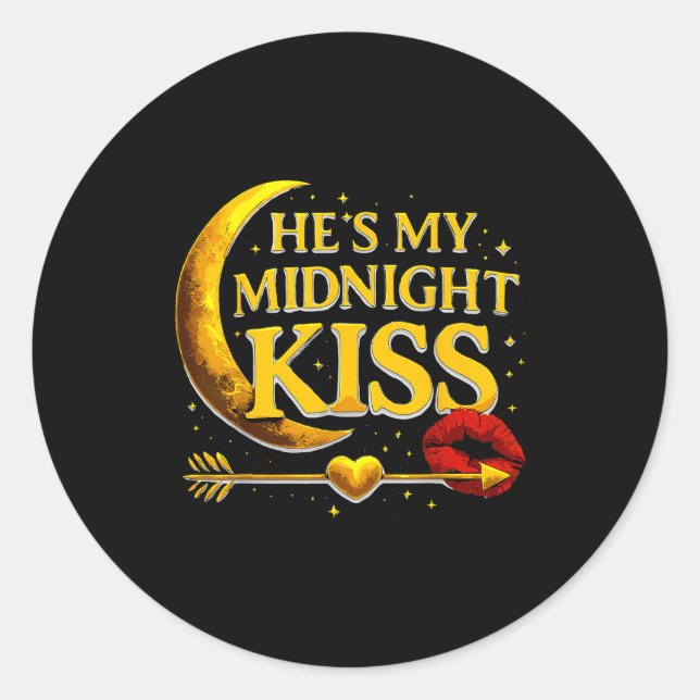 He's My Midnight Kiss Valentine’s Day Meme Matchin Runder Aufkleber (Vorderseite)