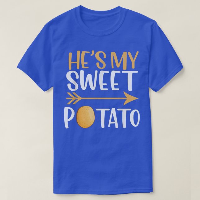 He's My Sweet Potato Funny Thanksgiving Couple Mat T-Shirt (Design vorne)