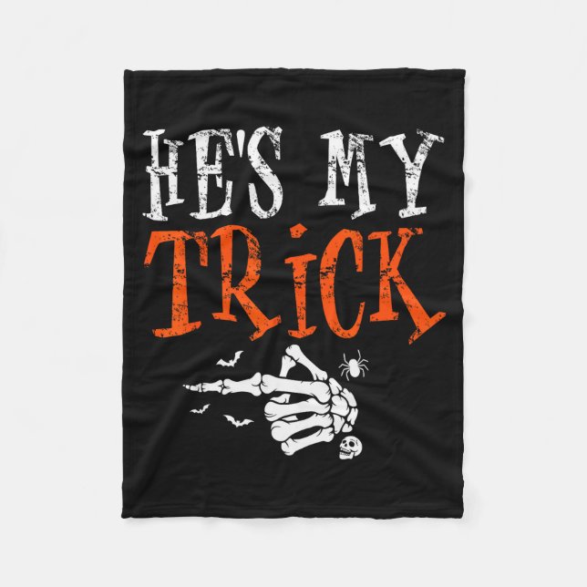 He's My Trick Halloween Matching Couple Funny Girl Fleecedecke (Vorderseite)