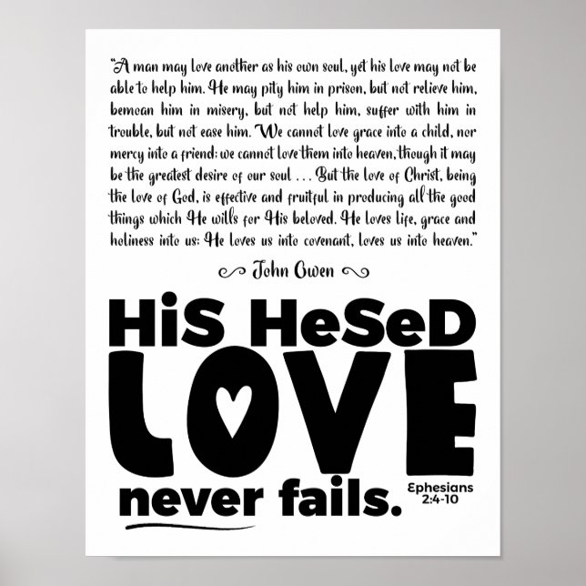 "Hesed Never Versage" 11x14 Semi-Glanz-Poster Poster (Vorne)