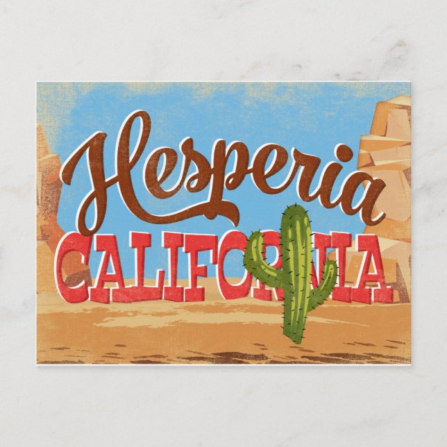 Hesperia California Cartoon Desert Vintage Travel Postkarte (Vorderseite)