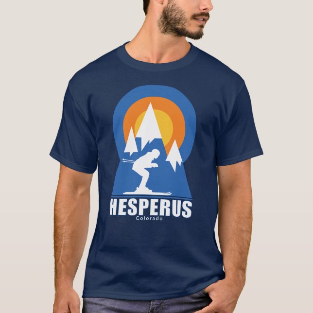 Hesperus Ski Sunset Retro T - Shirt (Vorderseite)