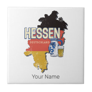 Hesse Germany Retro Staat Map Vintag Jug Souvenir Fliese