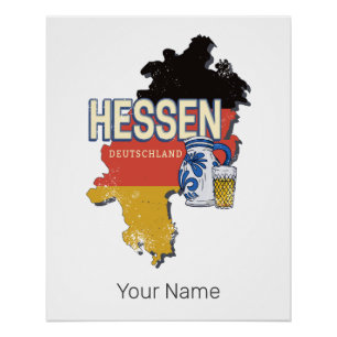 Hessen Deutschland Retro-Staatskarte Vintage-Krug Poster