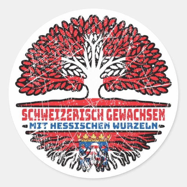 Hessen Hessisch Schweizer Schweiz Baum Wurzel Runder Aufkleber (Vorderseite)