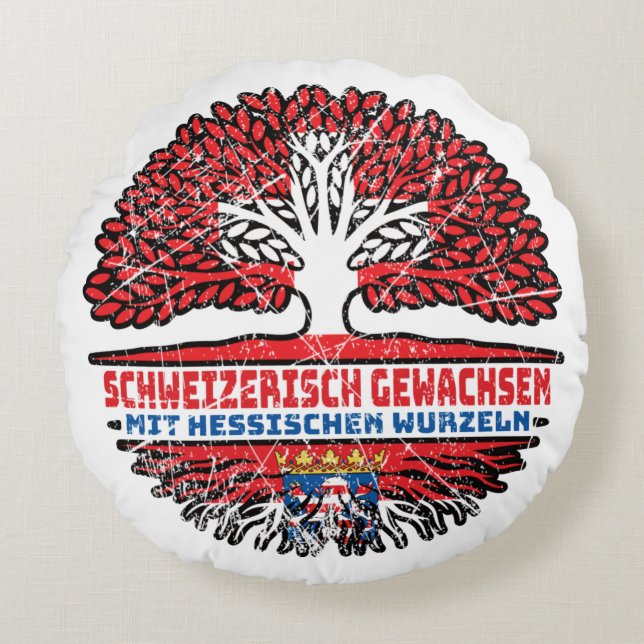 Hessen Hessisch Schweizer Schweiz Baum Wurzel Rundes Kissen (Vorderseite)