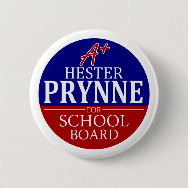 Hester Prynne für Schulbehörde-Knopf Button (Vorderseite)