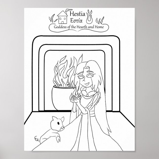 Hestia Coloring Page Print Poster (Vorne)