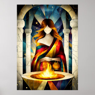 Hestia - Kubistische Minimalistische Legende - God Poster