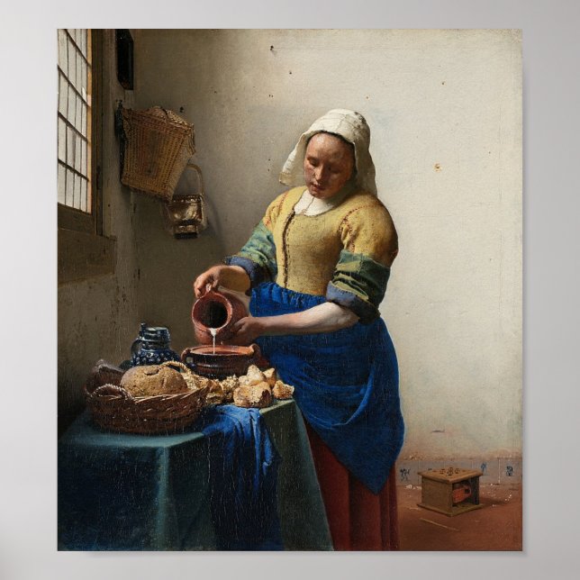Het Melkmeisje, Johannes Vermeer Poster (Vorne)