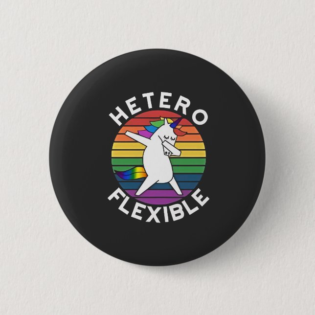 Hetero Flexible LGBT Lesbische Schwulenschwule Button (Vorderseite)
