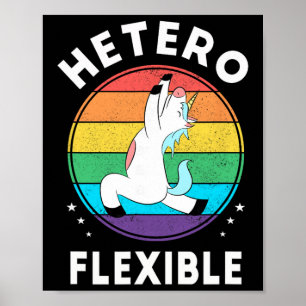Heteroflexibles lustiges Yoga-Einhorn Queer Ally G Poster