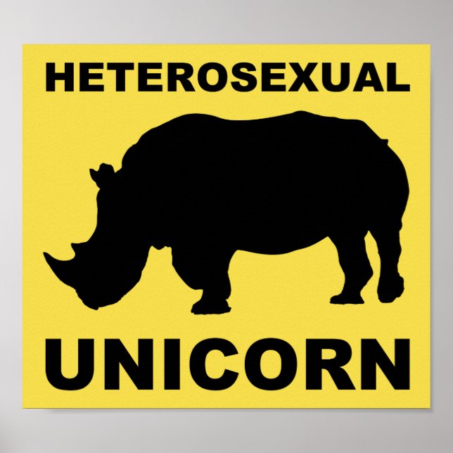 Heterosexuelle Einhorn Rhinoceros Witziges Posterz Poster (Vorne)