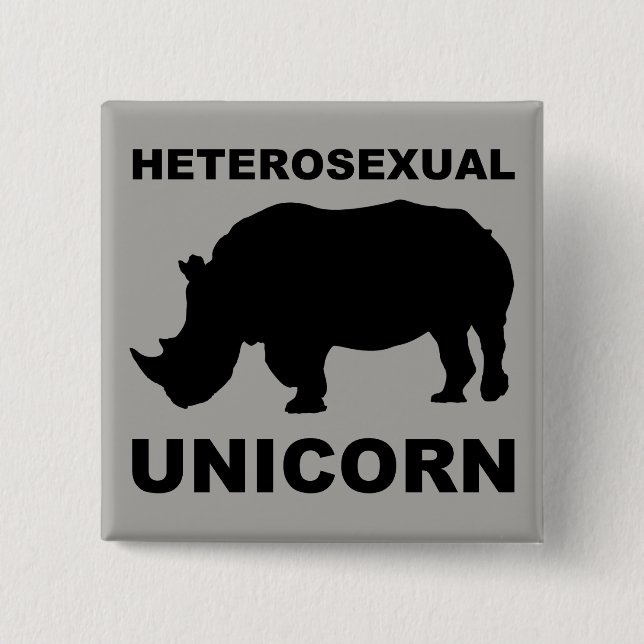 Heterosexuelles Einhorn Rhinoceros Button Abzeiche (Vorderseite)