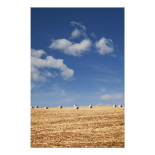 Heu-Ballen auf Feld Poster