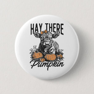 Heu Da Kürbis Süße Kuh Bauernhof Herbst Herbst Kuh Button