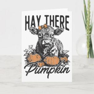 Heu Da Kürbis Süße Kuh Bauernhof Herbst Kuh Ha Karte
