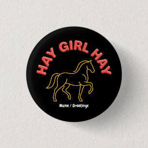 Heu Mädchen Heu Retro Pferd Grafik 2026 Western Ch Button