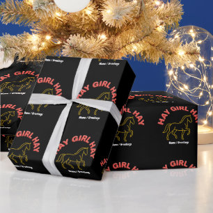 Heu Mädchen Heu Retro Pferd Grafik 2026 Western Ch Geschenkpapier