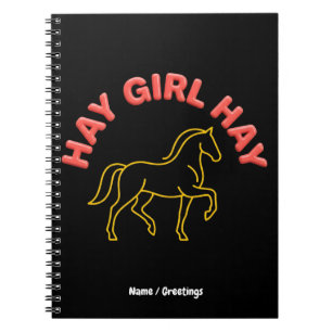 Heu Mädchen Heu Retro Pferd Grafik 2026 Western Ch Notizblock