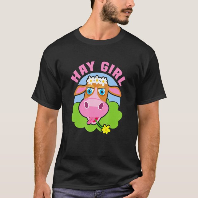 Heu Mädchen liebt Kühe T-Shirt (Vorderseite)