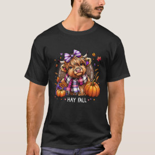 Heuernte Highland-Kuh Herbstlaub Kürbis Halloween T-Shirt