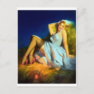 Heuhaufen Pin Up Postkarte