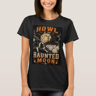 Heule zum heimgesuchten Mond Border Collie Hallowe T-Shirt