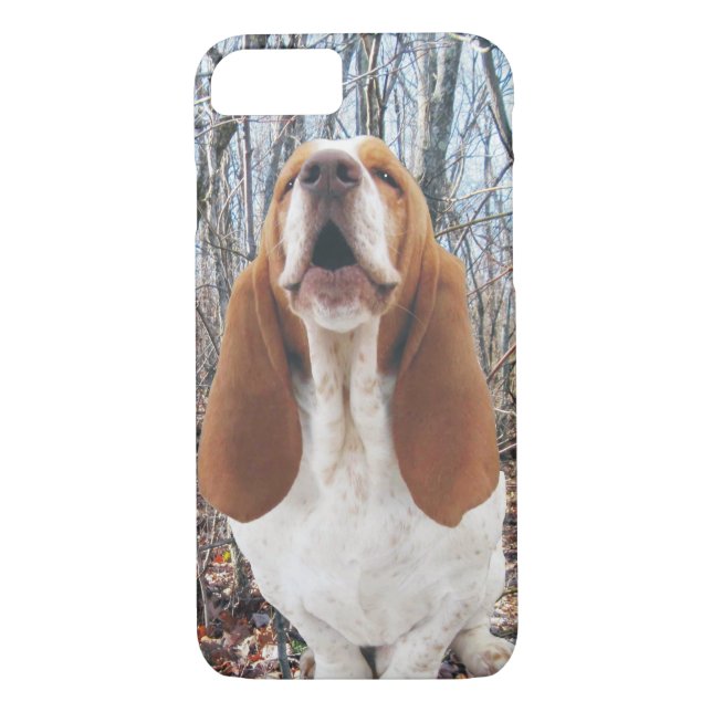 Heulen Basset Hound im Holz Case-Mate iPhone Hülle (Rückseite)