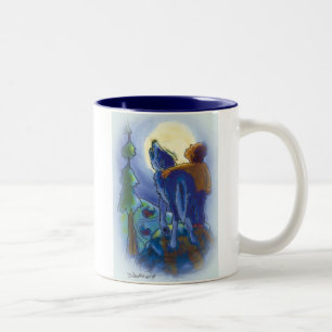 Heulen mit der Wolf-Tasse Zweifarbige Tasse