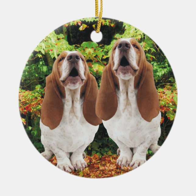 HeulenBasset-Weihnachtsverzierung Keramik Ornament (Vorne)