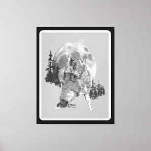 Heulende Kojoten Tier Aquarell Wildlife Art Leinwanddruck