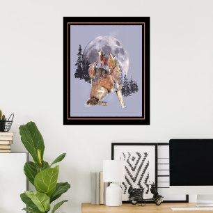Heulende Kojoten Tier Aquarell Wildtier Kunst Poster