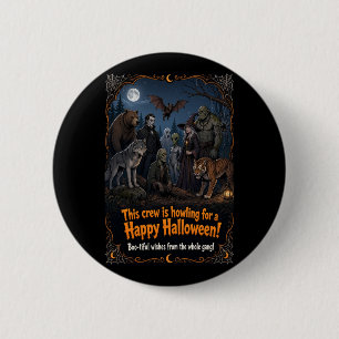 Heulende Monster-Crew zu einem glücklichen Hallowe Button